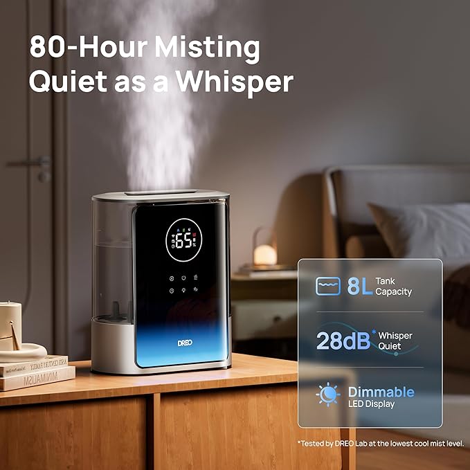 DREO 8L Smart Humidifier Large Room 600ft², 80H Runtime Supersized Warm and - Image 4