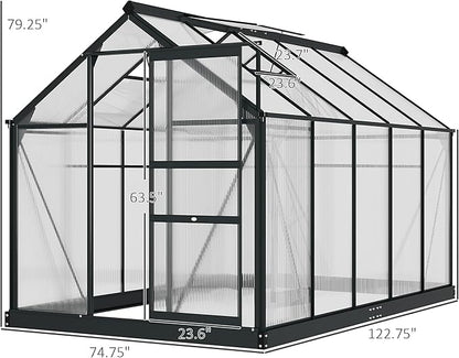 Outsunny 6' x 10' Greenhouse for Outdoors, Polycarbonate Greenhouse - Image 7