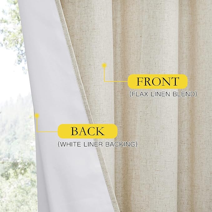 NICETOWN Natural 100% Blackout Short Curtains 63 inches Lenghth Burg - Image 7
