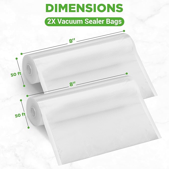 NutriChef Vacuum Sealer Bags 8x50 Rolls 2 pack Compatible - Image 3