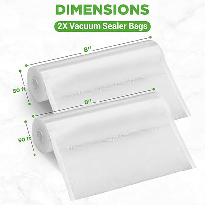 NutriChef Vacuum Sealer Bags 8x50 Rolls 2 pack Compatible - Image 3