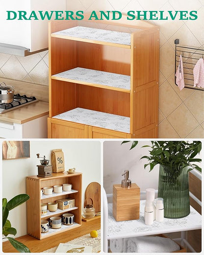 Floral Drawer Liner for Kitchen Cabinets Non-Adhesive Shelf Liner Non-Slip - Image 7