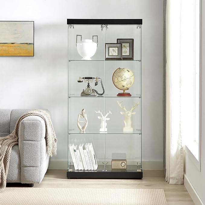 Yoluckea 4 Shelves Glass Display Cabinet - Image 3