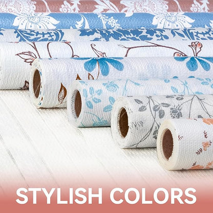 RAY STAR Shelf Liner, Non Adhesive Wisteria Blue Floral Kitchen Cabinet Liner - Image 9