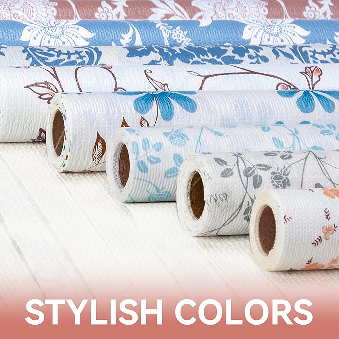 RAY STAR Shelf Liner, Non Adhesive Wisteria Blue Floral Kitchen Cabinet Liner - Image 9