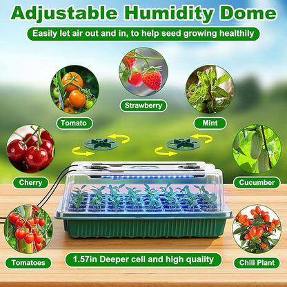8 Pack Starter Tray with Light, 320 Cells Sprouting Kit Seedling Tray with - Image 4