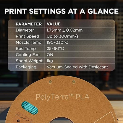 Polymaker Matte PLA Filament Arctic Teal 1.75mm 1kg 3D Printing Filament - Image 6