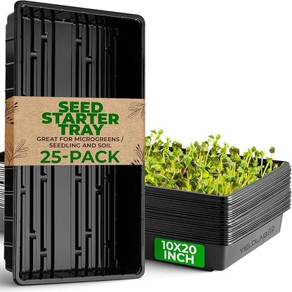 10x20 Inch Black Plastic 25 Pack Plant Propagation Tray – Growing Trays by YieldLab
