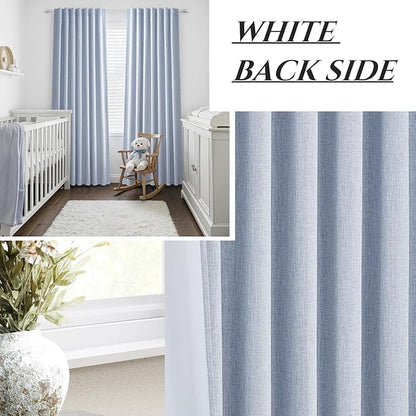 Dusty Blue Blackout Nursery Curtains 108 Inch Tall Length - Image 6