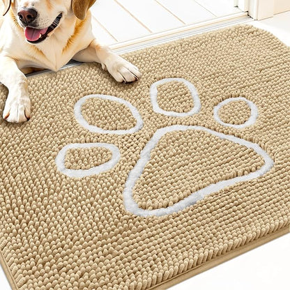 OLANLY Dog Door Mat for Muddy Paws 30x20, Paw Print Design, Absorbs Moisture by OLANLY