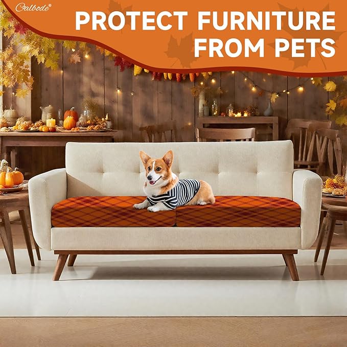 8Pcs Stretch Cushion Covers Outdoor Cushion Cover Replacement Slipcovers Grid - Image 5