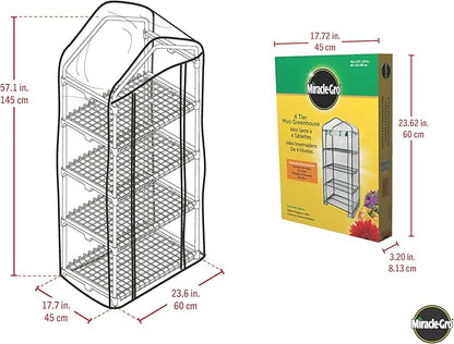 Miracle-Gro 23" x 17" x 57" 4-Tier Indoor/Outdoor Mini Greenhouse Plant Tent - Image 5
