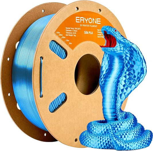 ERYONE Silk PLA Filament for 3D Printer, 1.75mm +/- 0.03mm, Silk Blue by ERYONE