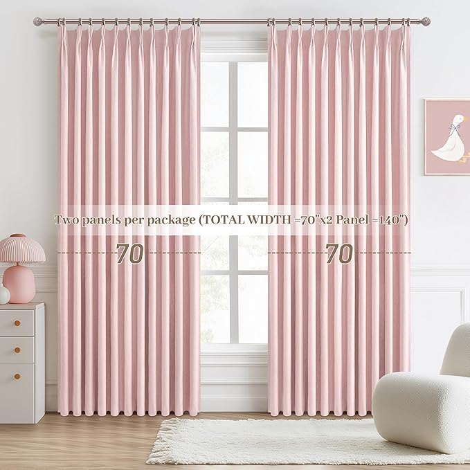 Baby Pink Extra Wide Curtains 70 Inches Wide - Image 7