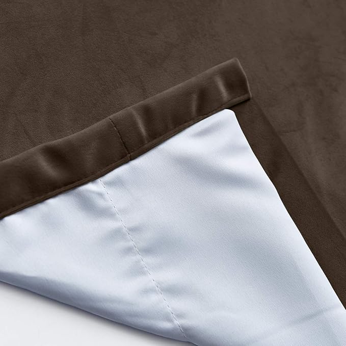 ChadMade Blackout Lined Premium Velvet Curtain Brown 84Wx102L Inch, Eyelet - Image 5
