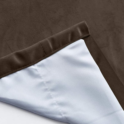 ChadMade Blackout Lined Premium Velvet Curtain Brown 84Wx102L Inch, Eyelet - Image 5