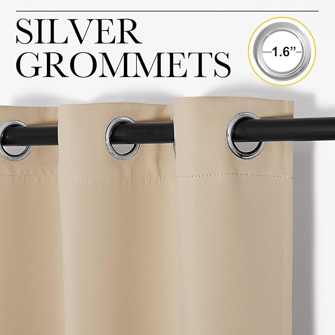 NICETOWN Beige Room Darkening Curtain and Drape, Biscotti Beige, Sold - Image 3