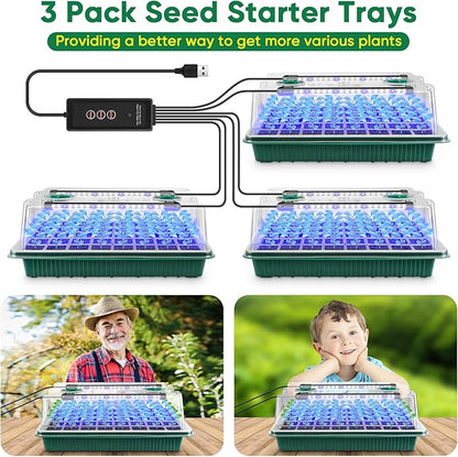 BlumWay Seed Starter Tray with Grow Light, 3 Pack 120 Cells Seedling Tray with - Image 8