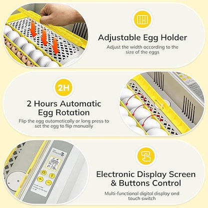 36-60 Egg Incubator with Automatic Egg Turning and Humidity Control, Chicken - Image 4