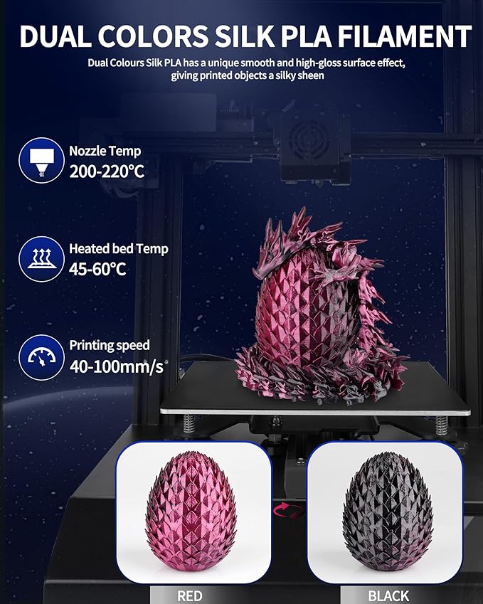 LANDU Silk Dual Color PLA Filament 1.75mm 1KG, 3D Printer Filament Dimensional - Image 3