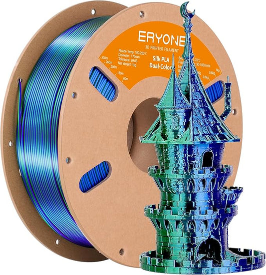 ERYONE Silk Dual Color PLA Filament 3D Printer 1.75mm +/- 0.03mm, Bicolor by ERYONE