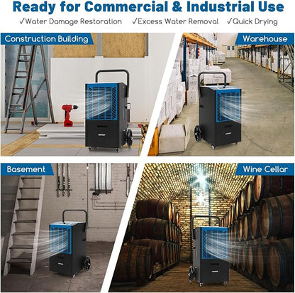 COSTWAY Commercial Dehumidifier, 4500 Sq.Ft Crawl Space Dehumidifier - Image 4