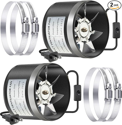 Dreyoo 2 Pack 4 Inch Inline Duct Fans by Dreyoo