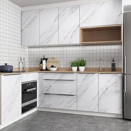 15.7"x196.8" Glossy Marble Countertop Peel and stick White Marble Contact Paper - Image 2