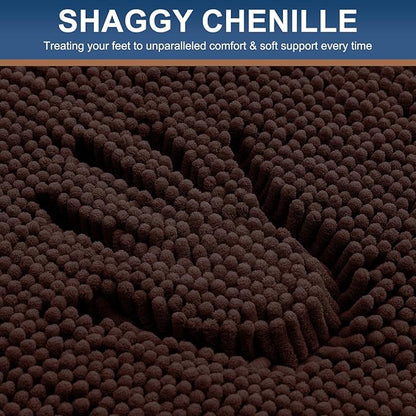 Smiry Luxury Chenille Bathroom Rugs 34x21, Extra Soft and Absorbent Shaggy Bath - Image 4