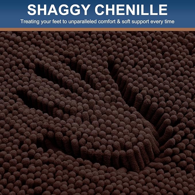 Smiry Luxury Chenille Bathroom Rugs 45x27, Extra Soft and Absorbent Shaggy Bath - Image 4