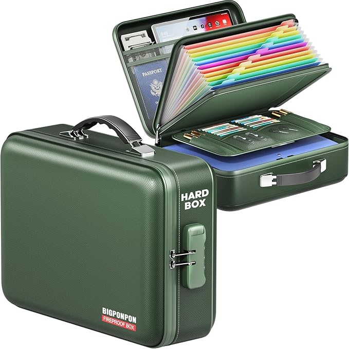 Fireproof Document Box, Hard Case Highly Flame-Resistant Fire Proof Waterproof by BigPonPon