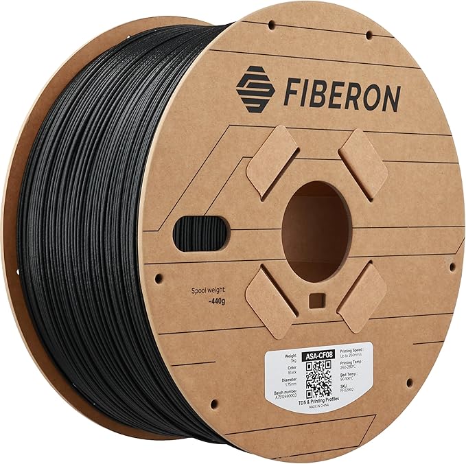 Polymaker Fiberon ASA-CF08 Black Carbon Fiber 3D Printing Filament 1.75mm 3KG by Polymaker