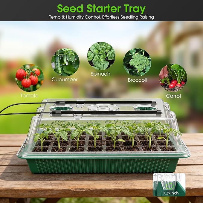 Seed Starter Tray with Grow Light, 2 Pack 80-Cell Seedling Starter Kit with - Image 8