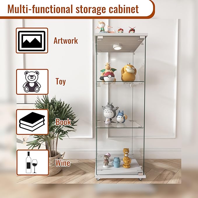 Yoluckea 3-Shelf Glass Display Cabinet - Image 4