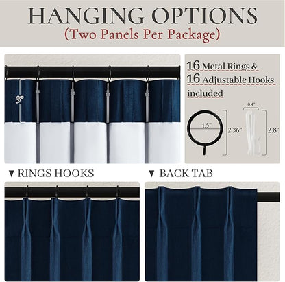 Navy Blue Blackout Curtains 96 Inch Length - Image 4