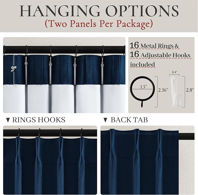Navy Blue Blackout Curtains 102 Inch Length - Image 3