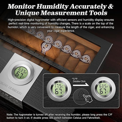TISFA Cigar Humidor, Cedar Wood Desktop Humidor Box - Image 8