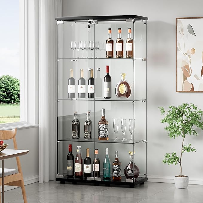 Yoluckea 4 Shelves Glass Display Cabinet by Yoluckea
