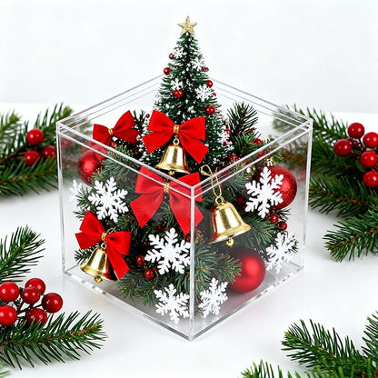 Acrylic Box with Lid 4 Pieces Clear Display Box Plastic Square Cube Wedding - Image 6