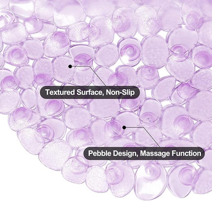 WELTRXE Pebbles Bath Mat Oval Non-Slip Bathtub Mat - Image 3