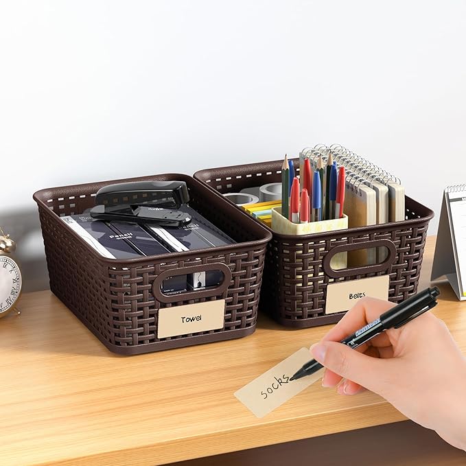 Brown Plastic Storage Baskets - Image 7