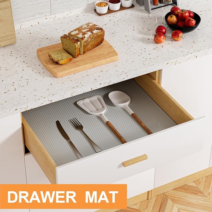 FLPMIX Wide Cabinet Shelf Liner: Waterproof Under Sink Mats Light Grey 19" x - Image 4