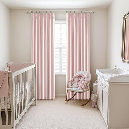 Baby Pink Blackout 102 Inch Long Curtains - Image 6