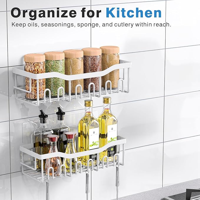 Shower Caddy 2 Pack, Adhesive Shower Organizer - Image 6