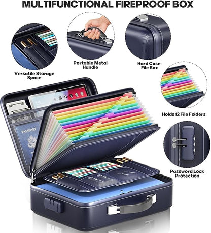 Fireproof Document Box, Hard Case Highly Flame-Resistant Fire Proof Waterproof - Image 5