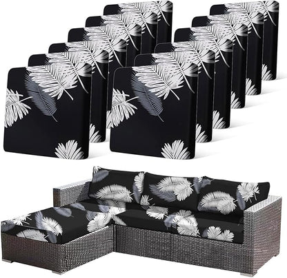 12Pcs Stretch Patio Cushion Covers Dustproof Outdoor Cushion Covers Washable by CALBODE