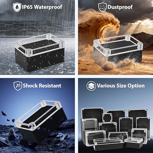 LeMotech Junction Box with Clear Cover IP65 Waterproof Project Box Dustproof - Image 6