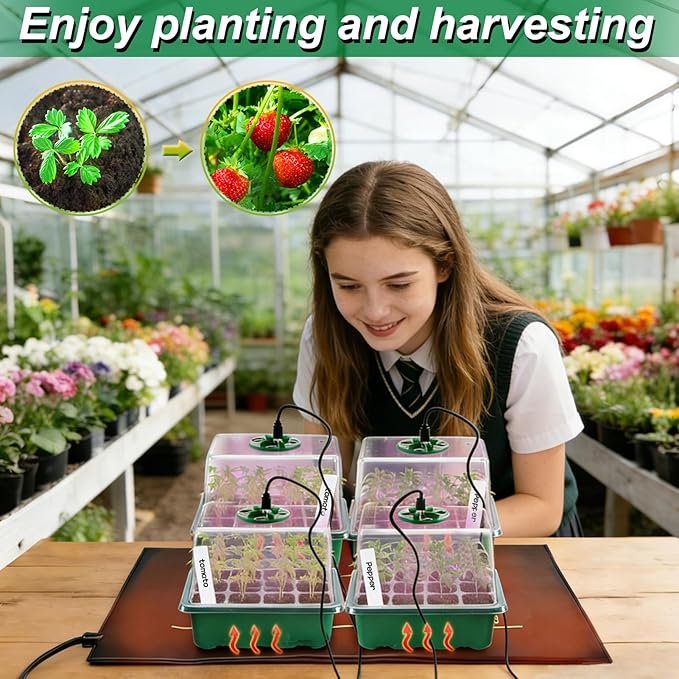 Seed Starter Tray with Grow Light & Heat Mat- 4 Pack 48 Cell Durable Easy Use - Image 6