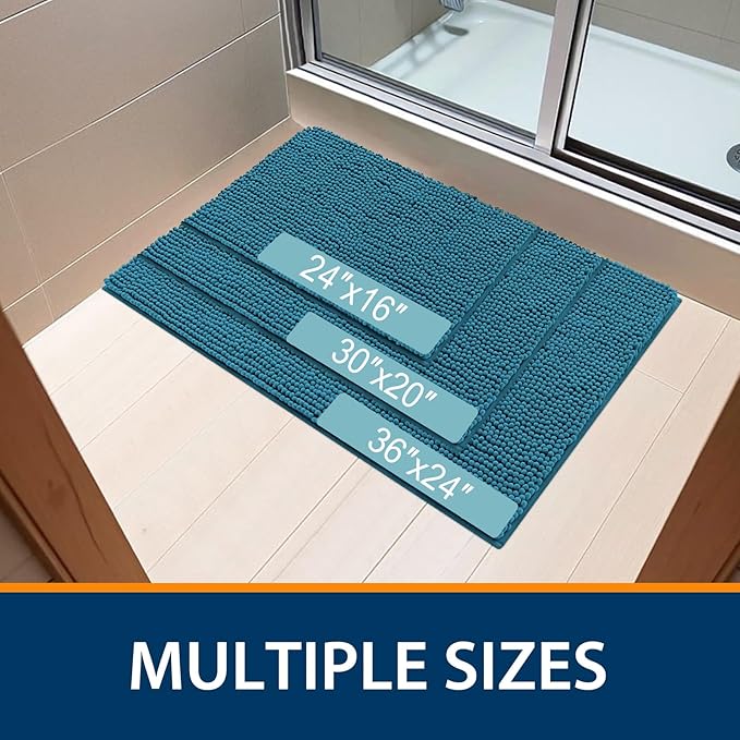 Smiry Luxury Chenille Bathroom Rugs 30x20, Extra Soft and Absorbent Shaggy Bath - Image 8