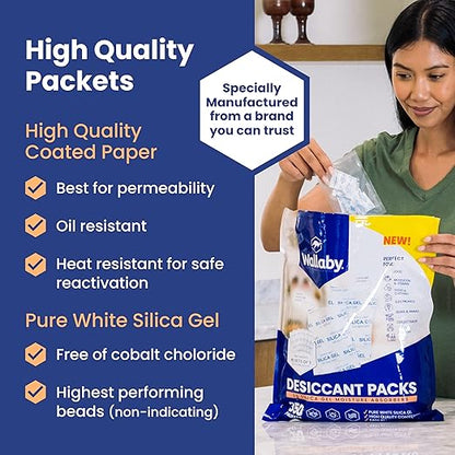 Wallaby 2 gram Food Safe Pure White Silica Gel Desiccant Dehumidifier Packs - Image 3